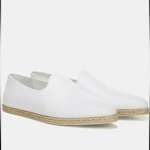 VINCE. Womens Comfort Malia Round Toe Leather Espadrille Loafers 7M White